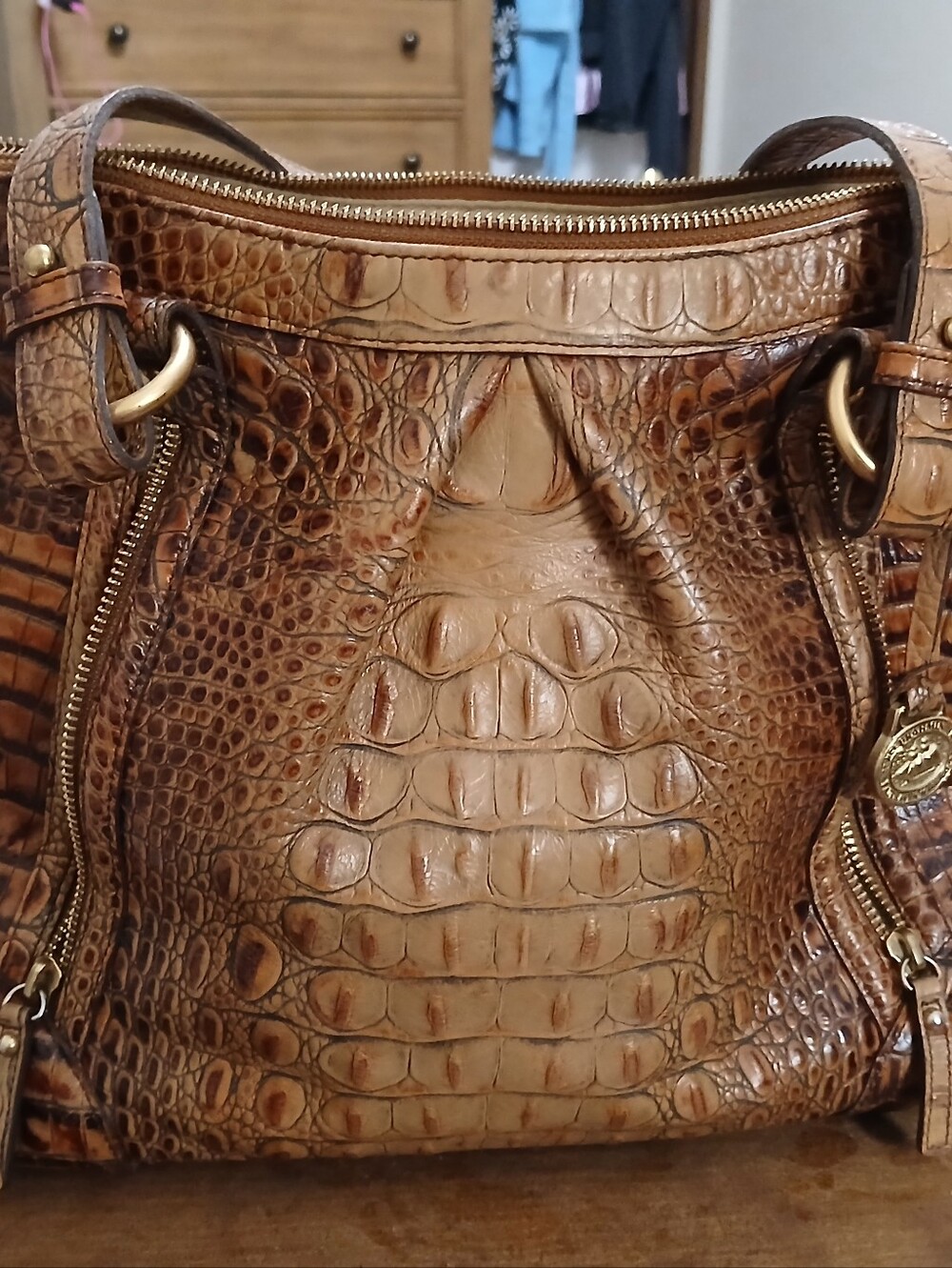 Brahmin Brown Croc-Embossed Satchel - Picture 11 of 16